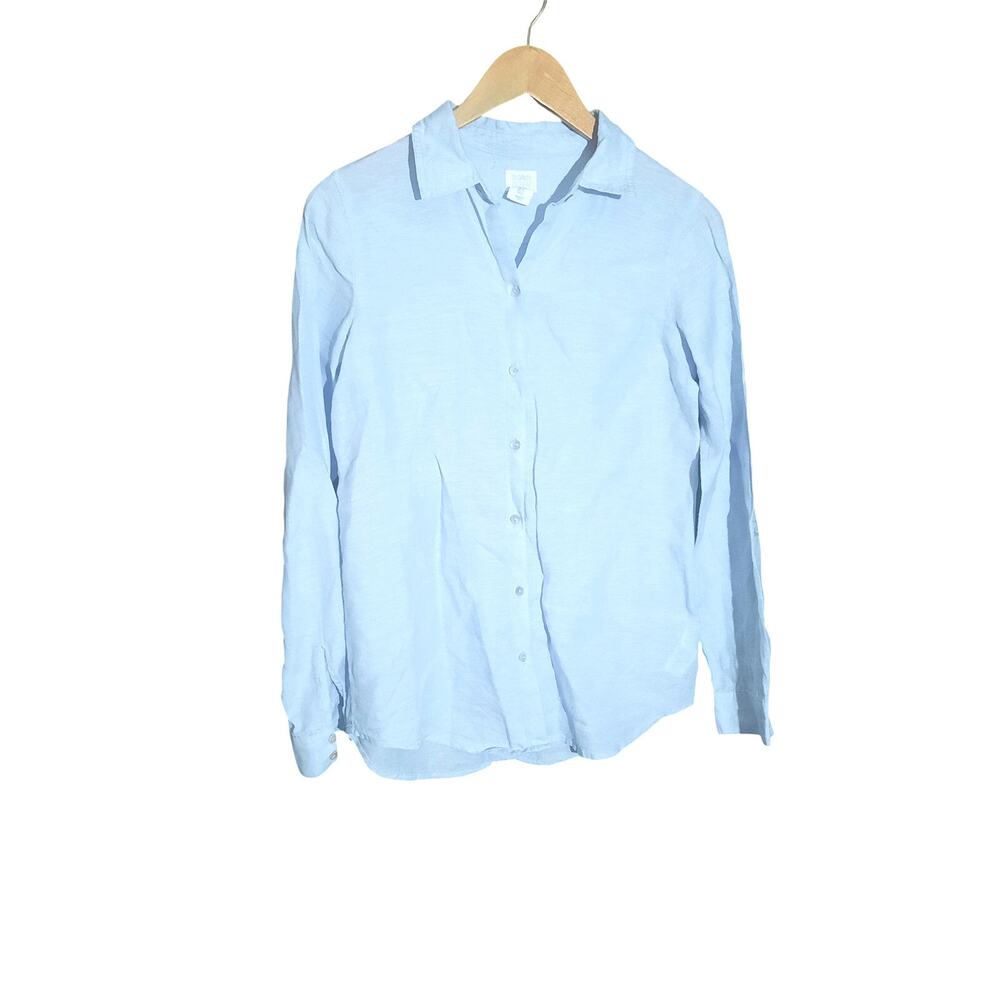 Sigrid Olsen Womens Sky Blue 100% Linen Long Sleeve Shirt Size Small - Picture 2 of 6